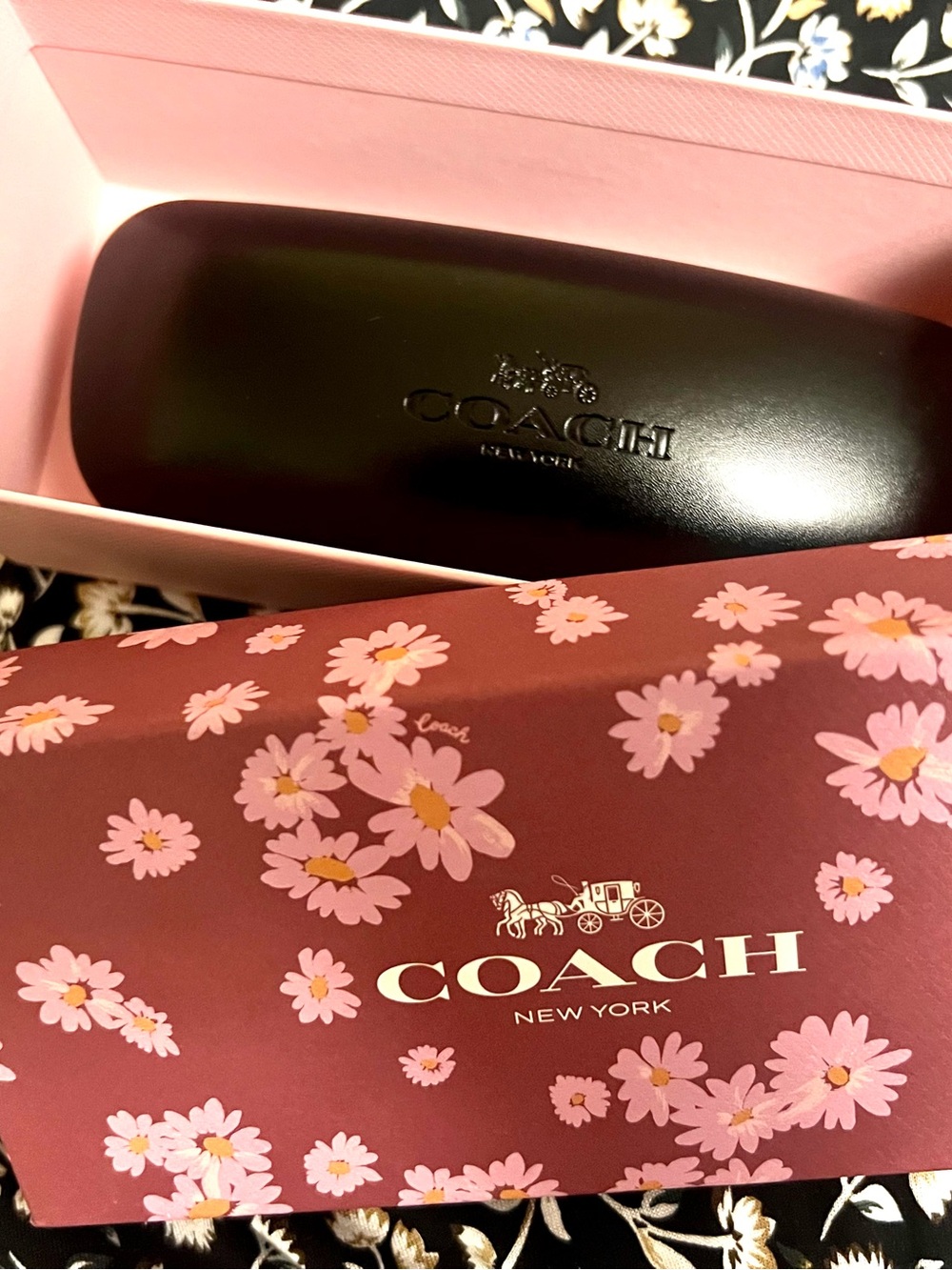 Coach Black Eyeglass Case and Floral Box new without tags